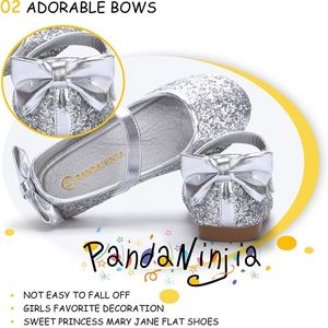 7 Toddler , Ag Silver Sequin Ballet Flats Bow Kids